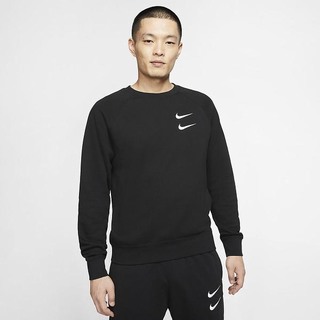 Hanorace Nike Sportswear Swoosh French Terry Crew Barbati Negrii Albi | FHMT-81475